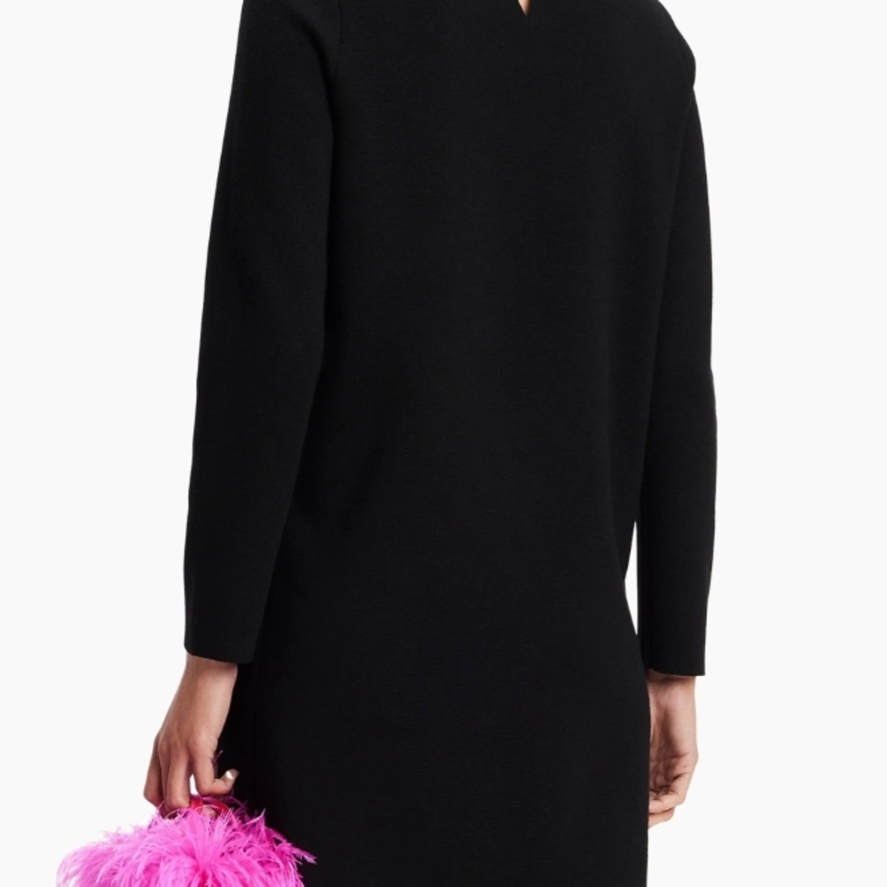 Black Embellished Crewneck Shift Dress with Pink & Yellow Floral Accents - Picture 4 of 5